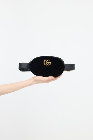 Gucci Velvet Matelassé GG Marmont Belt Bag