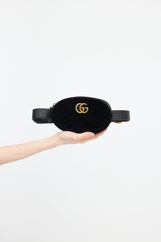 Gucci Velvet Matelassé GG Marmont Belt Bag