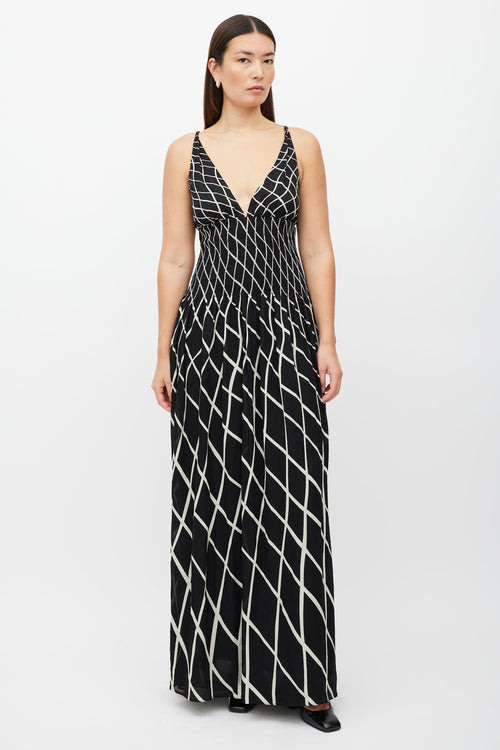 Gucci Black & White Diagonal Checker Dress