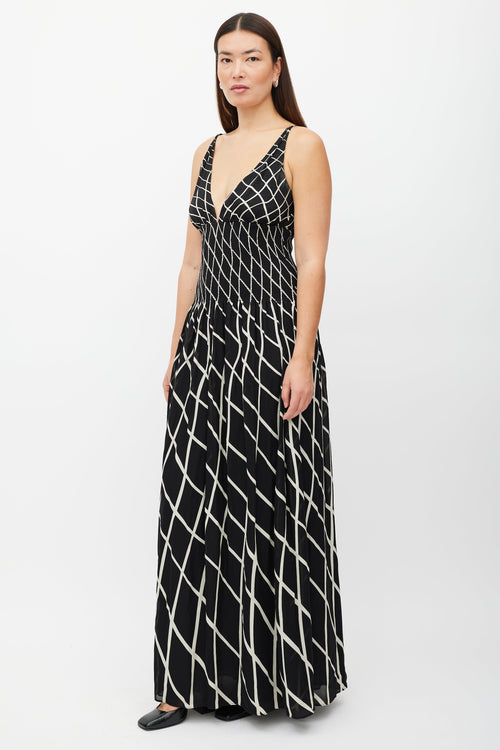 Gucci Black & White Diagonal Checker Dress