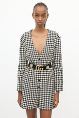 Gucci Black & White Wool Houndstooth Romper