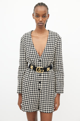 Gucci Black & White Wool Houndstooth Romper