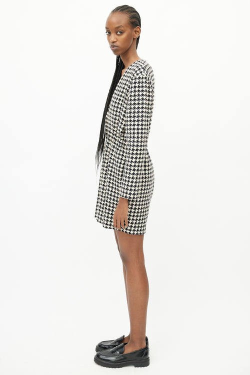 Gucci Black & White Wool Houndstooth Romper
