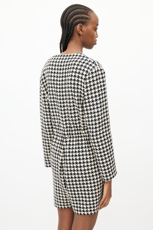 Gucci Black & White Wool Houndstooth Romper