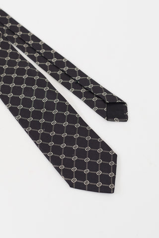 Gucci Black & White Interlocking GG Diamond Tie