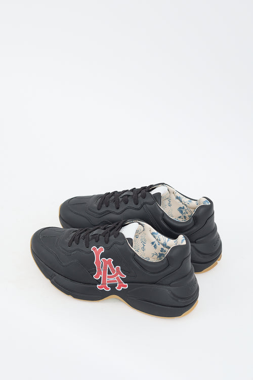 Gucci Black & Multicolour Leather LA Angels Rython Sneaker