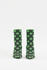 Gucci Black & Neon Green Technical Jersey Monogram Boot