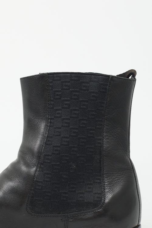 Gucci Black Leather GG Chelsea Boot