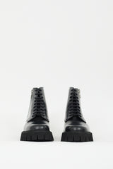 Gucci Black Leather GG Zip Novo Lug Boot