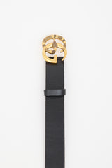 Gucci Black Leather Engraved GG Marmont Belt