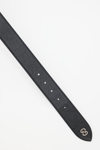 Gucci Black Leather GG Supreme Belt