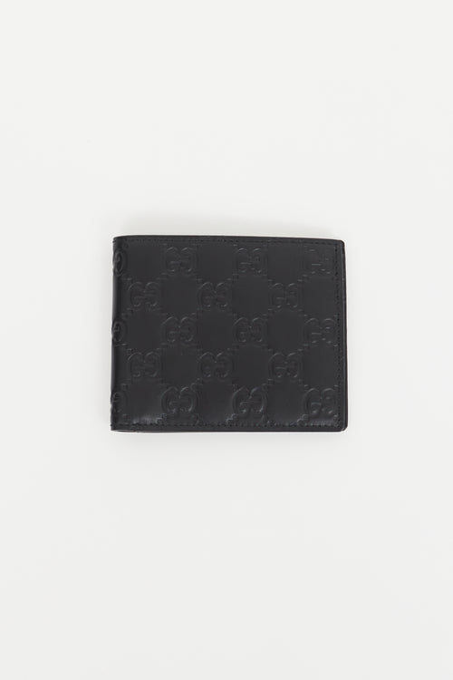 Gucci Black Leather Guccissima Bifold Wallet