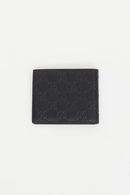 Gucci Black Leather Guccissima Bifold Wallet