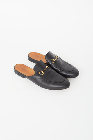 Gucci Black Leather Princetown Mule Loafer