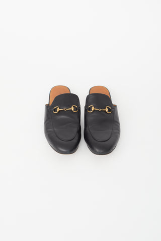 Gucci Black Leather Princetown Mule Loafer