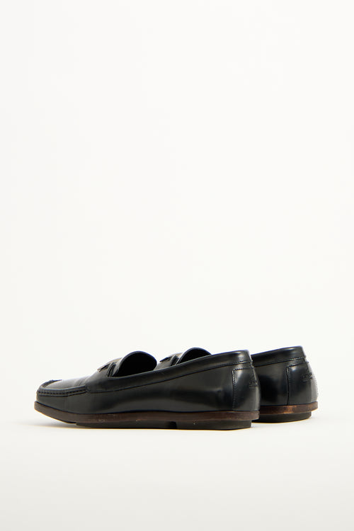 Gucci Black Leather Square Toe Loafer