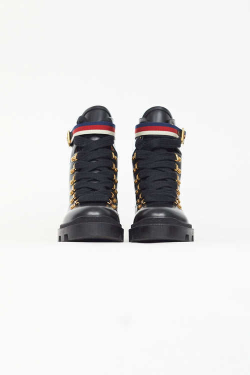 Gucci Black Leather Sylvie Ankle Boot