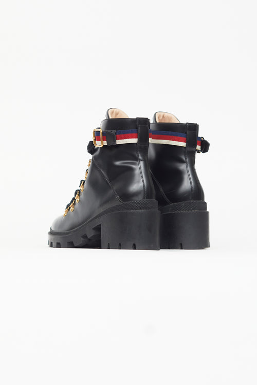 Gucci Black Leather Sylvie Ankle Boot