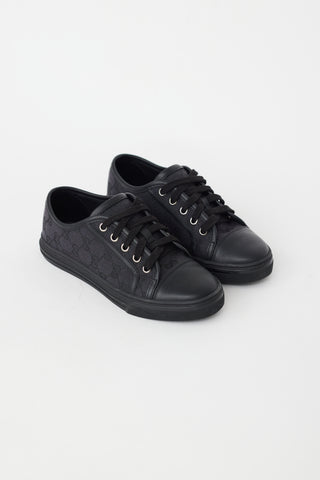 Gucci Black Leather & Canvas GG Sneaker