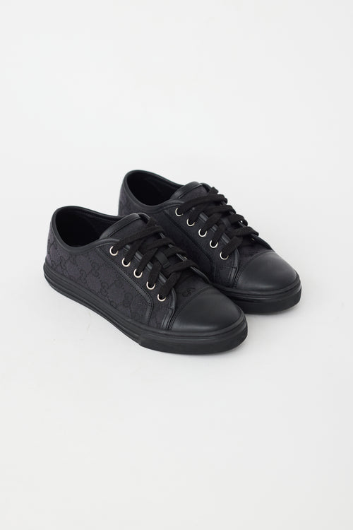 Gucci Black Leather & Canvas GG Sneaker