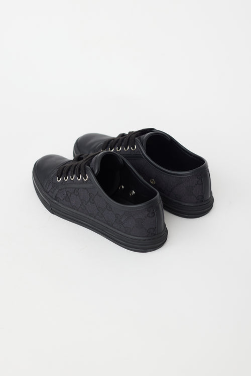 Gucci Black Leather & Canvas GG Sneaker