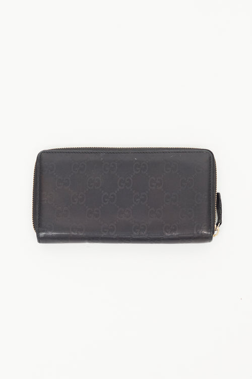 Gucci Black Monogram Leather Zip Wallet