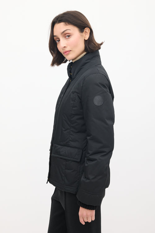 Gucci Black Nylon Down Ribbed Jacket