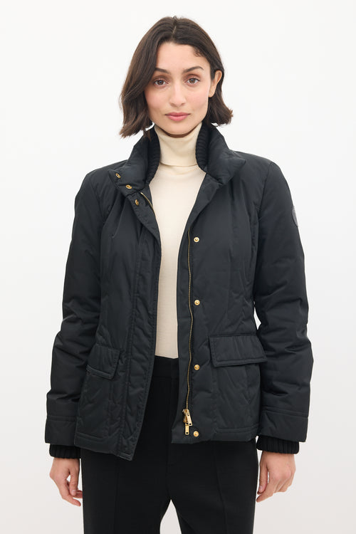 Gucci Black Nylon Down Ribbed Jacket