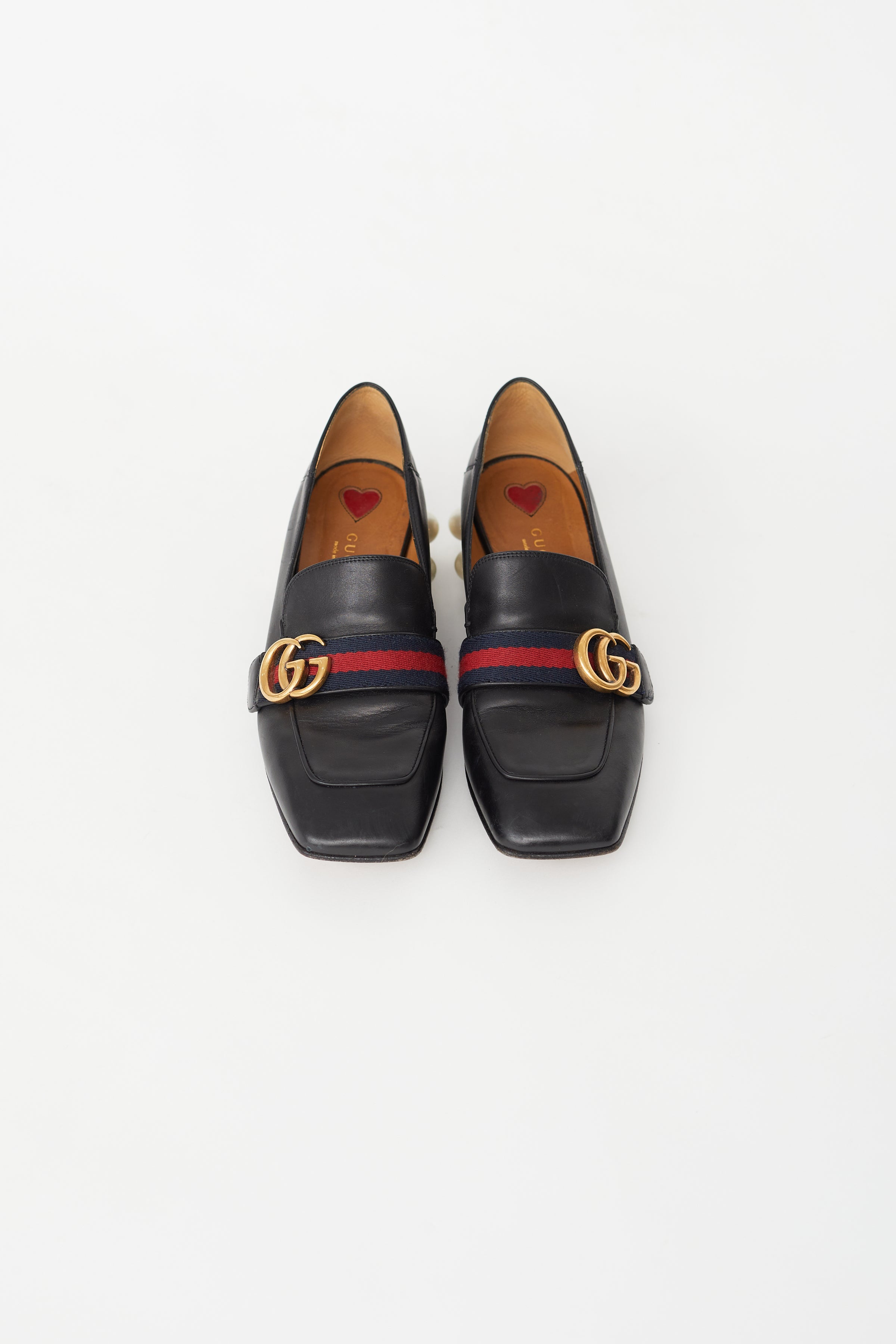 Black Brixton collapsible-heel leather loafers | Gucci | MATCHES UK
