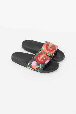 Gucci Black Rubber Floral Slide
