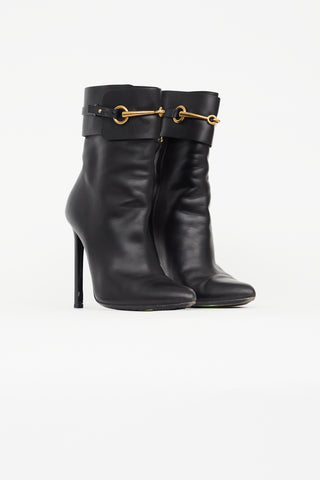 Gucci Black Leather Pointed Toe Boot