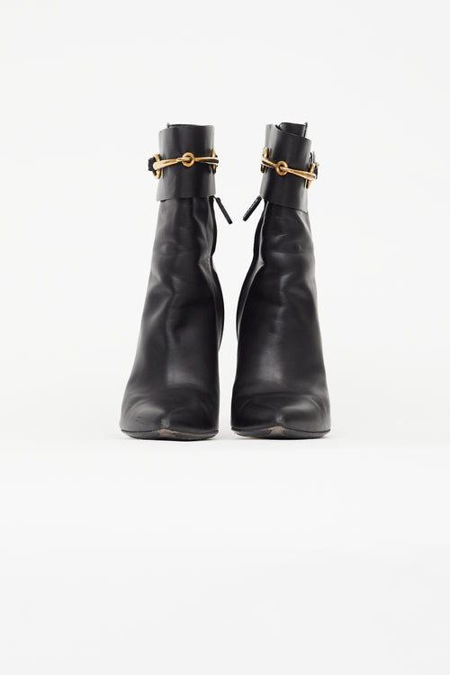 Gucci Black Leather Pointed Toe Boot