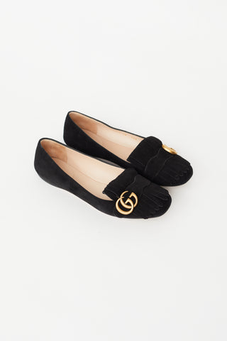 Gucci Black Suede Marmont Flat