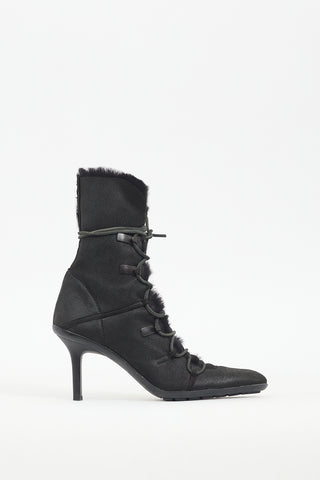 Gucci Black Suede & Shearling Boot