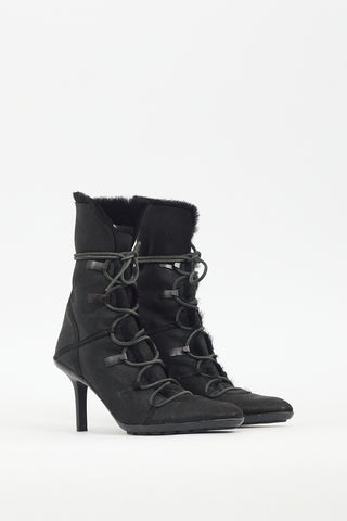 Gucci Black Suede & Shearling Boot