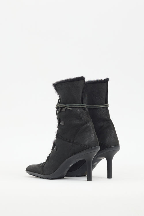 Gucci Black Suede & Shearling Boot