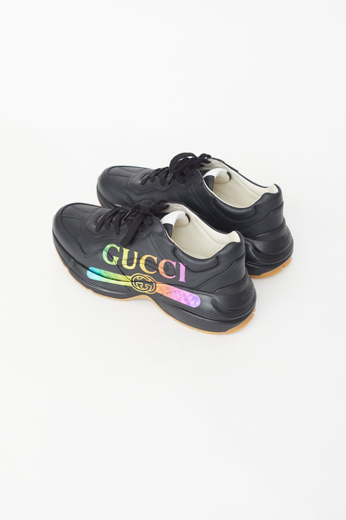 Gucci Black & Multi Rhyton Logo Sneaker