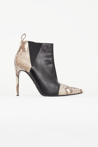 Gucci Black & Cream Embossed Leather Ankle Boot