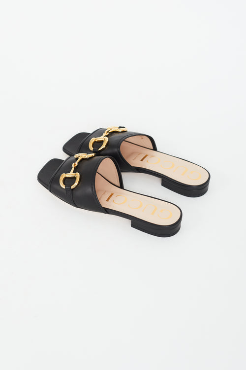 Gucci Black & Gold Hardware Slide Sandal
