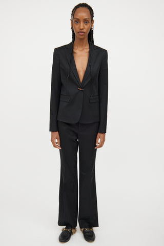 Gucci Black Bamboo Detail Blazer & Pant Set