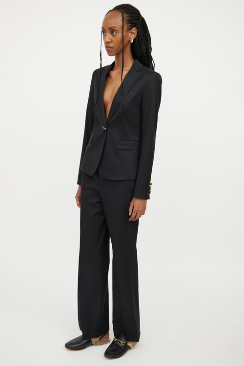 Gucci Black Bamboo Detail Blazer & Pant Set