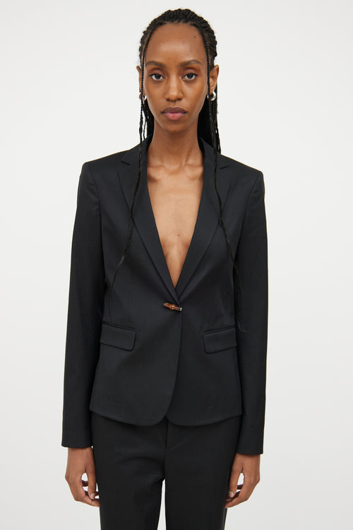 Gucci Black Bamboo Detail Blazer & Pant Set