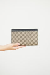 Gucci Black GG Supreme Peony Pearly Clutch