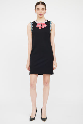 Gucci Black & Multi Velvet & Crystal Bow Dress