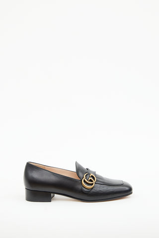 Gucci Black Double G Logo Leather Loafer