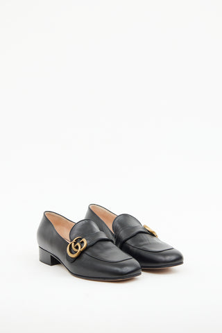 Gucci Black Double G Logo Leather Loafer