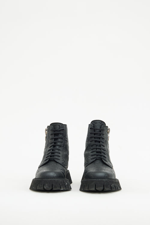 Gucci Black Leather GG Biker Boot