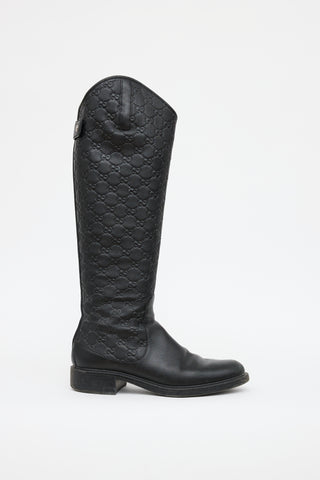 Gucci Black Guccissima Knee High Boot