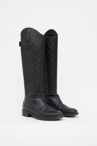 Gucci Black Guccissima Knee High Boot