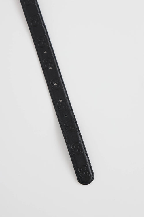 Gucci Leather Thin GG Supreme Belt